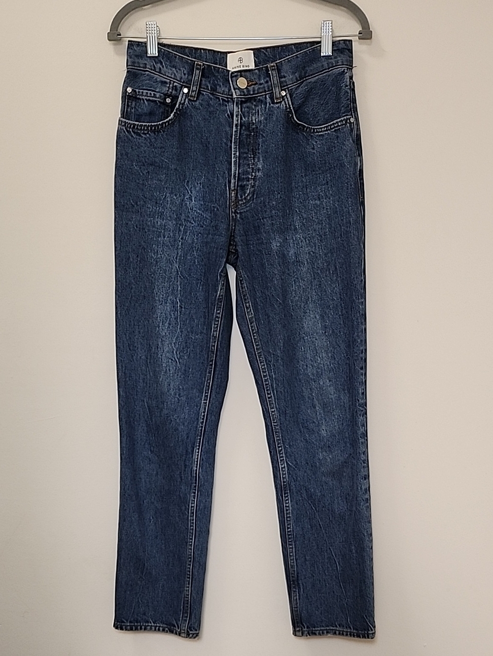 Anine Bing Women's Benson Jeans Marine Blue Straight Leg Size 26 - Picture 6 of 16